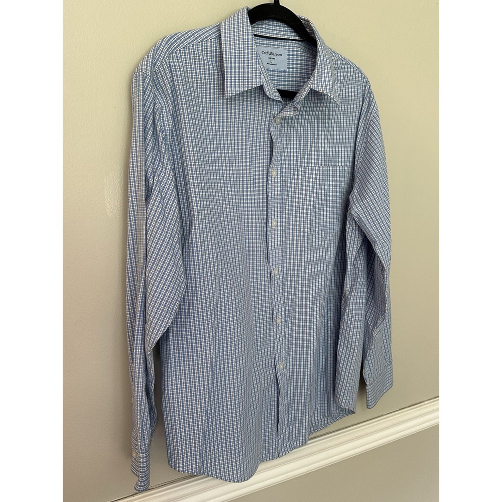 Croft & Barrow Men's Dress Shirt Long-Sleeve Classic Fit Easy Care Size Large - Picture 2 of 7